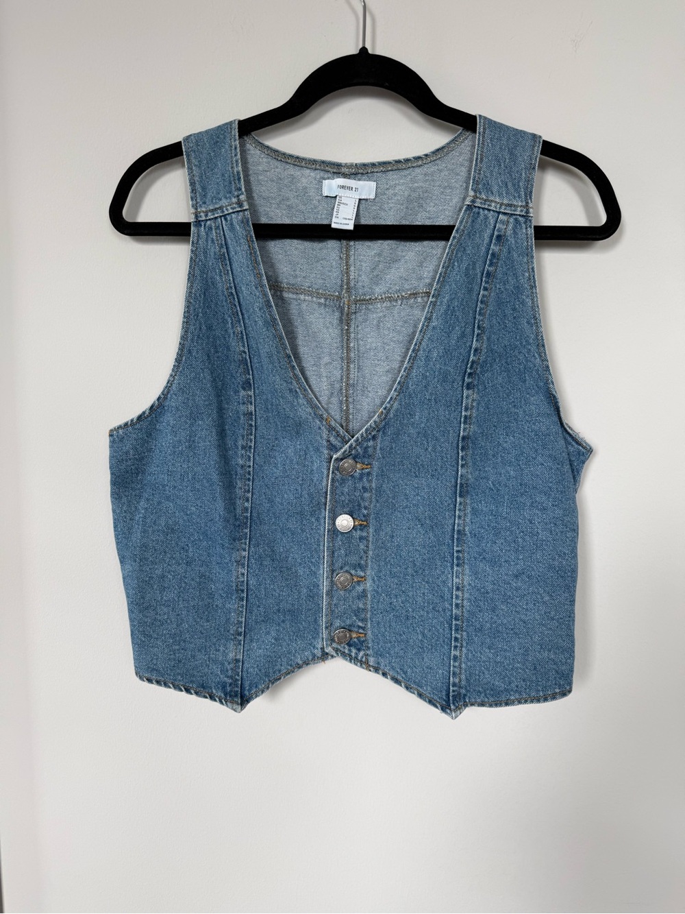 Forever 21 Light Blue Denim Crop Vest